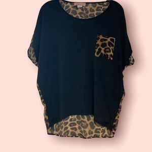 Black and leopard print top